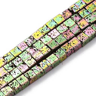 Electroplated Natural Lava Rock Beads Strands
