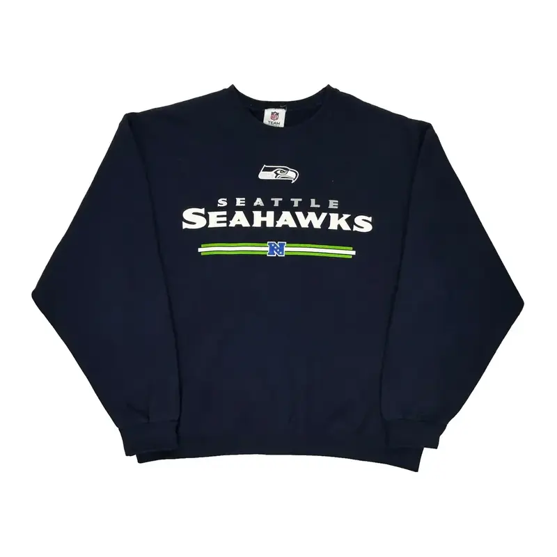 Seattle Seahawks N.F.L. Team Apparel Nfl Sweatshirt - XL Navy Cotton Blend