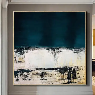 Original White Painting Black Painting Acrylic Painting On Canvas Dine Room Wall Art | ON THE BORDER OF TIME