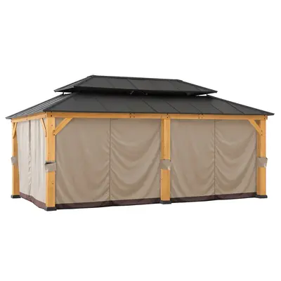 SUNJOY Replacement Gazebo Privacy Curtain for 12 ft. × 20 ft. Patio Wooden Gazebo - Brown