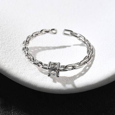 925 Sterling Silver Pave Cubic Zirconia Open Cuff Rings