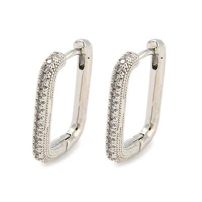 Brass with Cubic Zirconia Hoop Earrings