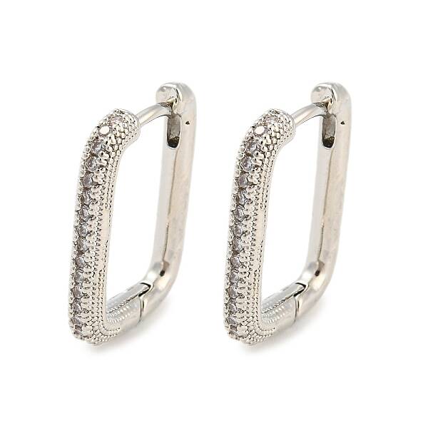 Brass with Cubic Zirconia Hoop Earrings