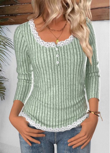 Modlily Sage Green Tummy Coverage Long Sleeve T Shirt - L
