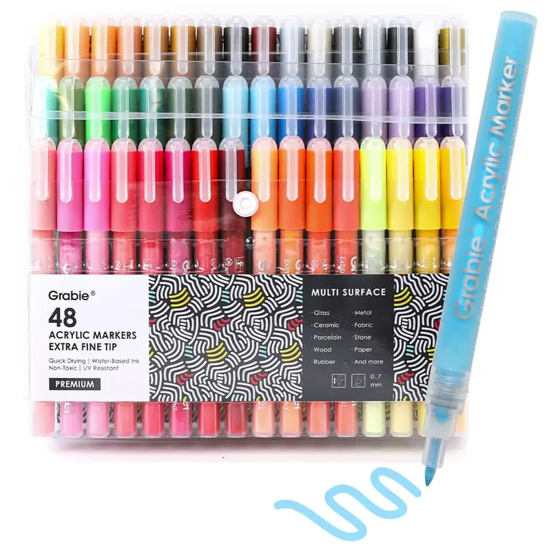 Grabie Extra Fine Tip Acrylic Paint Marker Set Of 48 acrylic pens, Easter's Gift/Picks, art supplies, crafts, TikTokShopResto...