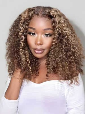 Nadula 50% Off Flash Sale Honey Blonde Water Wave Invisible Knots Highlights Wig Put on and Go