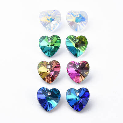Heart Electroplated Glass Charms