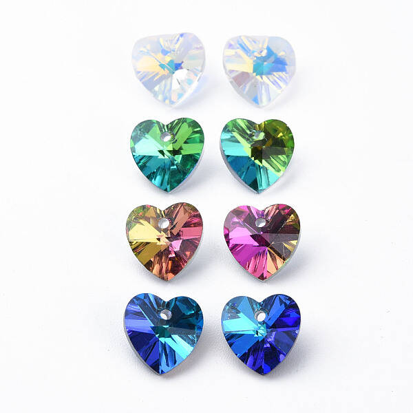 Heart Electroplated Glass Charms