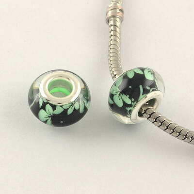 Large Hole Flower Pattern Resin European Beads