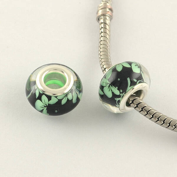 Large Hole Flower Pattern Resin European Beads