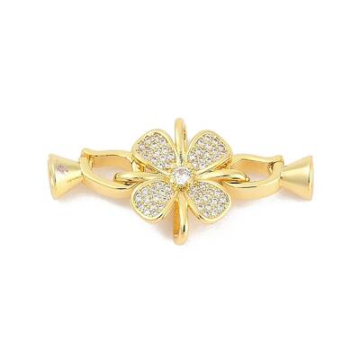 Brass Micro Pave Clear Cubic Zirconia Fold Over Clasps