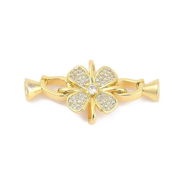 Brass Micro Pave Clear Cubic Zirconia Fold Over Clasps
