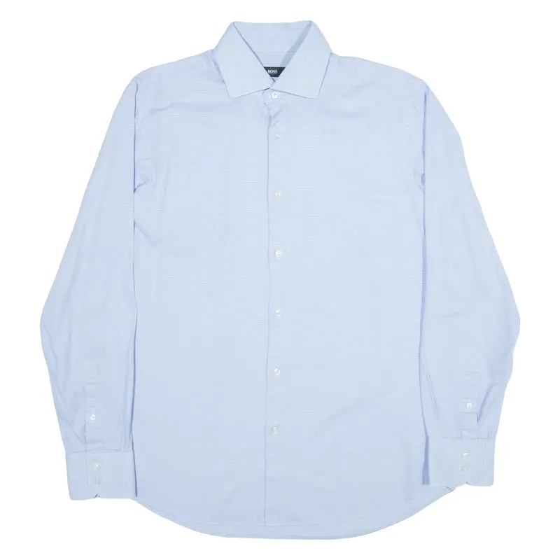 BOSS Mens Shirt Blue Spotted Long Sleeve L