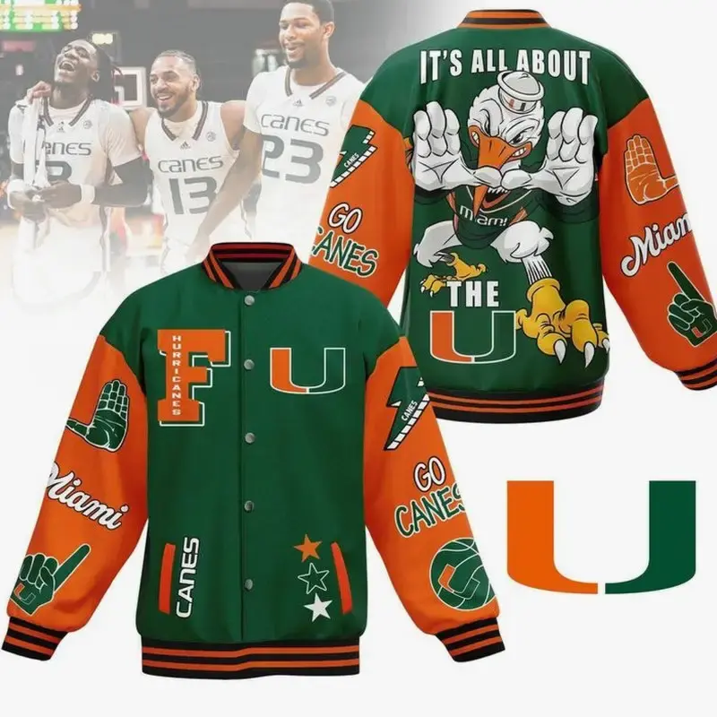 Classic Miami Bomber Baseball Jacket, College University Baseball Jacket, Sport Bomber Jacket, Comfortable Unisex Bomber, Tre...