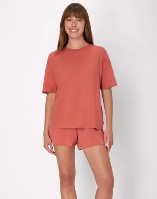 Hanes Originals 2 Piece Lounge Set Comfywear Supersoft Boxy T-shirt & Sleep Shorts Loungewear Women's Comfortable Fit Soft St...