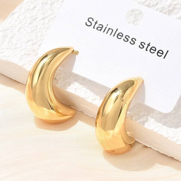 Moon 304 Stainless Steel Stud Earrings for Women