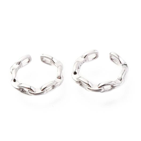 Anti-Tarnish Rhodium Plated 925 Sterling Silver Cuff Earrings