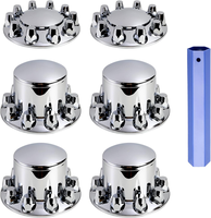 Chrome Axle Complete Wheel Cover Set 33mm Screw-on Lug Nut Covers for Semi Trucks (Installation Tool Included) Standart Hub C...