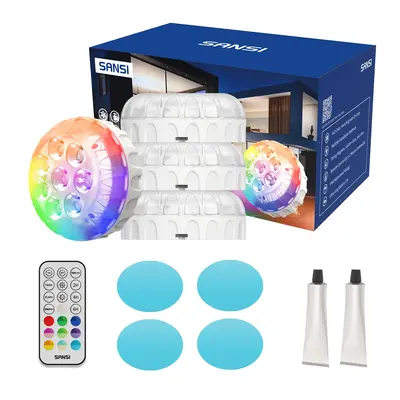 SANSI RGB Pool Lights with RF Remote & Timer – Waterproof, Battery Operated, Flash/Fade/Smooth Modes, Magnetic & Suction In...