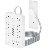 17 in 1 Surge Protector Power Strip, 1 Count Portable Modern Electrical Flat Plug Power Strip with 6 USB Ports, Compact Desk ...