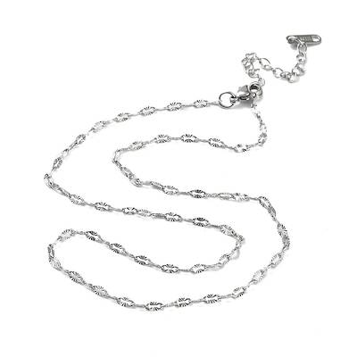 Non-Tarnish 304 Stainless Steel Textured Dapped Chain Necklace