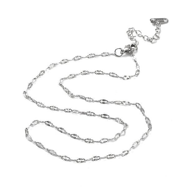 Non-Tarnish 304 Stainless Steel Textured Dapped Chain Necklace