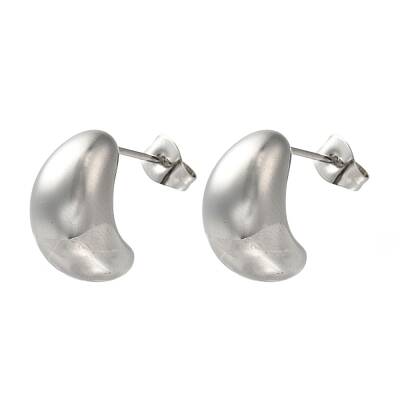 304 Stainless Steel Moon Stud Earrings for Wome