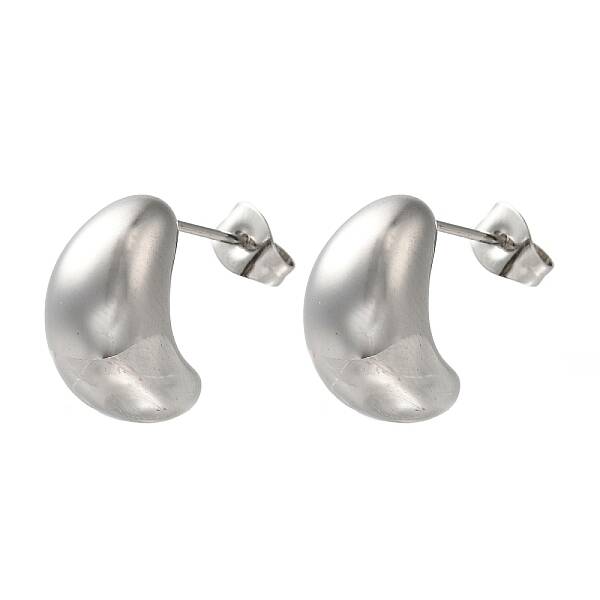 304 Stainless Steel Moon Stud Earrings for Wome