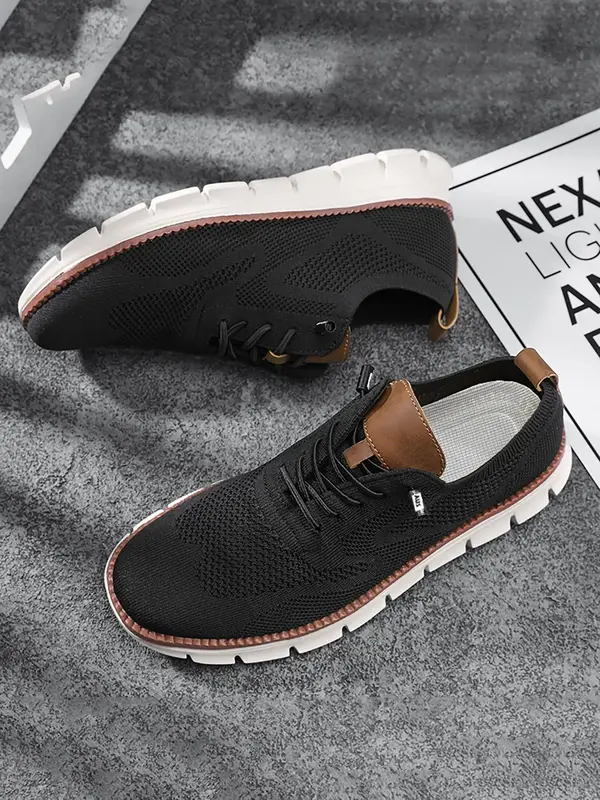 Men's Business Minimalist Lace Up Low Top Sneakers, Casual Breathable Comfortable Sports Running Shoes, Fashionable Lightweig...