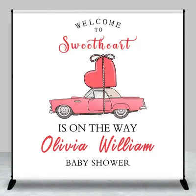 Custom Welcome To Sweetheart Baby Shower Backdrop - Aperturee