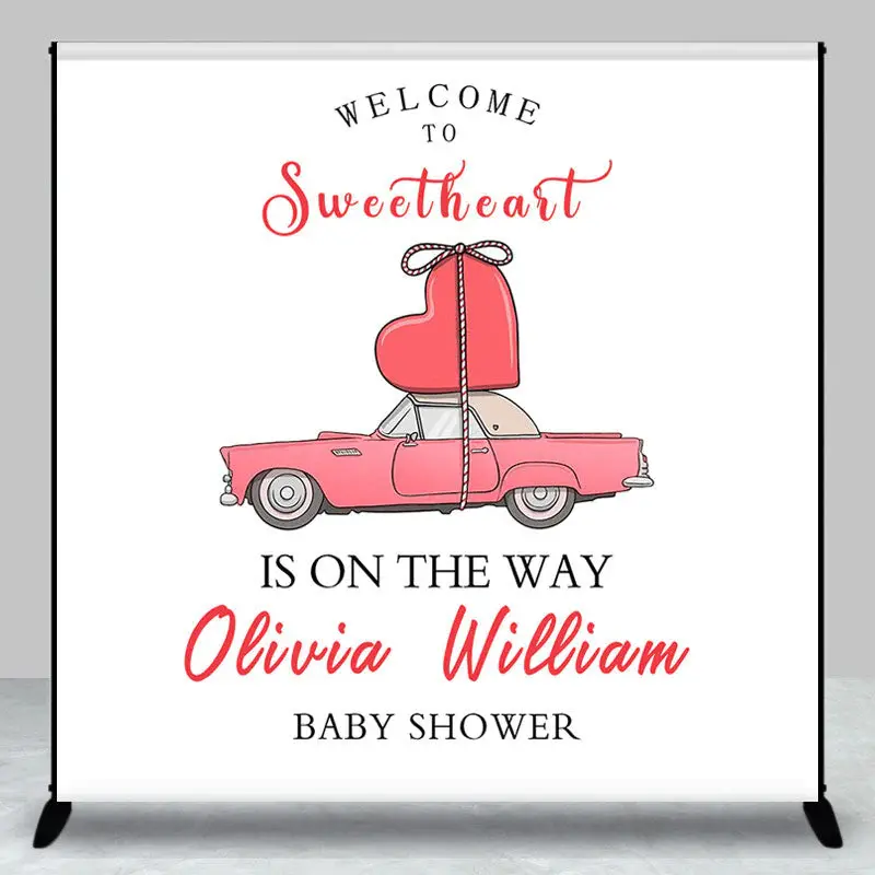 Custom Welcome To Sweetheart Baby Shower Backdrop - Aperturee