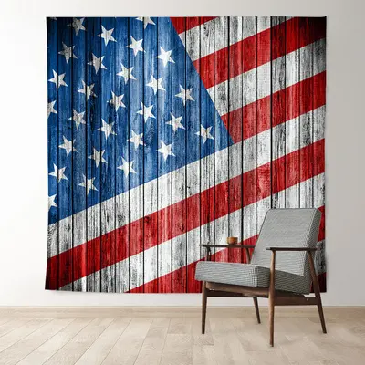 Blue Red USA Flags Wood Independence Day Backdrop - Aperturee