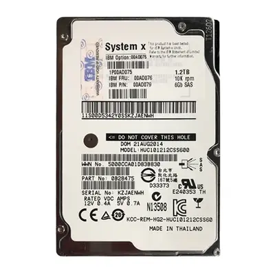 00AD075 IBM 1.2TB 6Gb/s SAS 10000 2.5-Inch Hard Drive