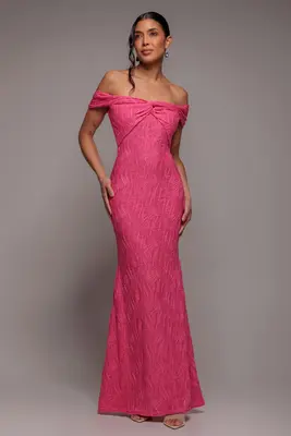 Goddiva Front Knot Twist  Maxi Dress - Magenta