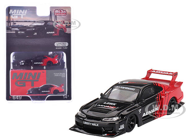 Nissan LB-Super Silhouette S15 SILVIA RHD (Right Hand Drive) Red and Black ADVAN Limited Edition 1/64 Diecast Model Car by Mi...