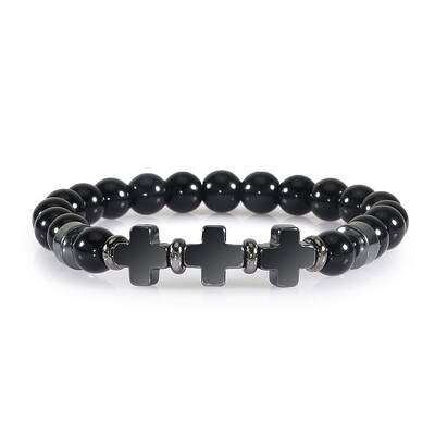 Round Natural Obsidian Beaded Stretch Bracelets