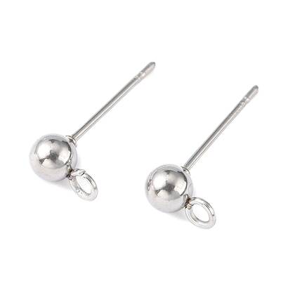 Non-Tarnish Original Color 304 Stainless Steel Ball Post Stud Earring Findings
