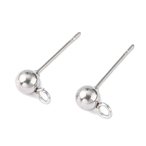 Non-Tarnish Original Color 304 Stainless Steel Ball Post Stud Earring Findings