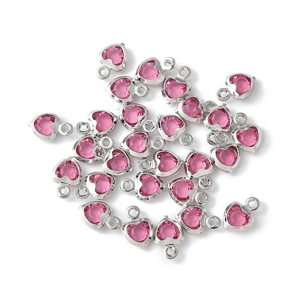 Heart Rack Plating Brass Glass Charms