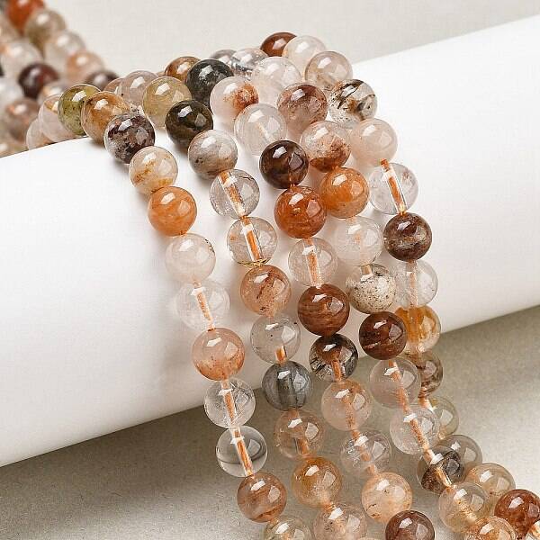 Natural Thousand Layer Lodolite Quartz Beads Strands