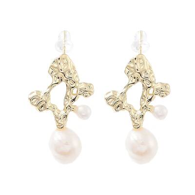 Natural Pearl Dangle Stud Earrings