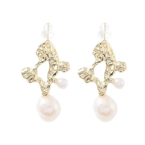 Natural Pearl Dangle Stud Earrings