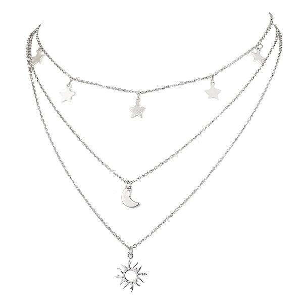 Brass 3 Layer Necklaces for Women