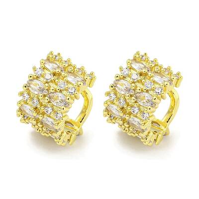 Brass Micro Pave Clear Cubic Zirconia Cuff Earrings for Women