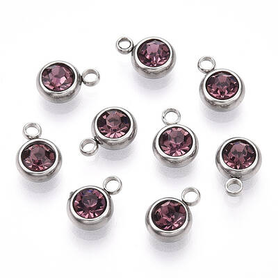 201 Stainless Steel Rhinestone Charms