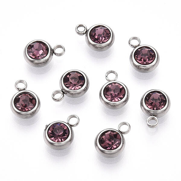 201 Stainless Steel Rhinestone Charms
