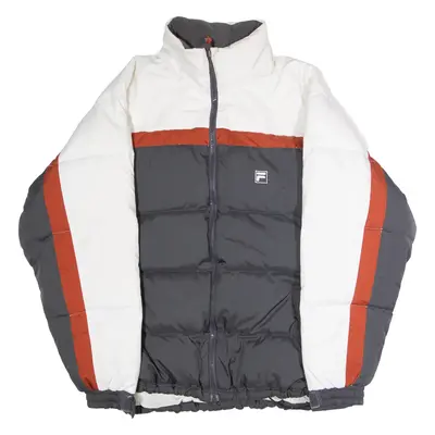 FILA Mens Puffer Jacket Grey Colourblock L