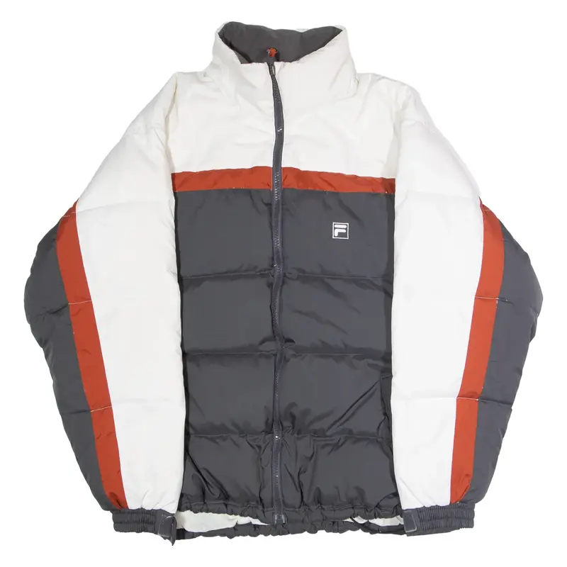 FILA Mens Puffer Jacket Grey Colourblock L