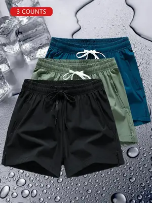Men's Regular Fit Casual Solid Drawstring Waist Pockets Shorts, Essential Short Pants for Men, Comfortable Stylish Summer Clo...