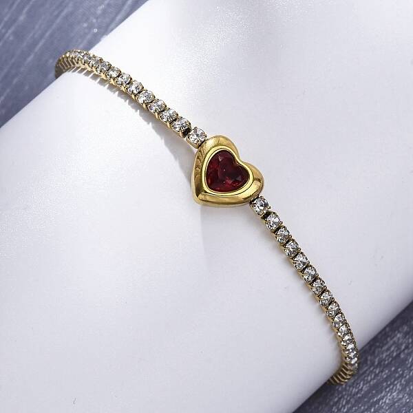 304 Stainless Steel Cubic Zirconia Link Chain Bracelets for Women